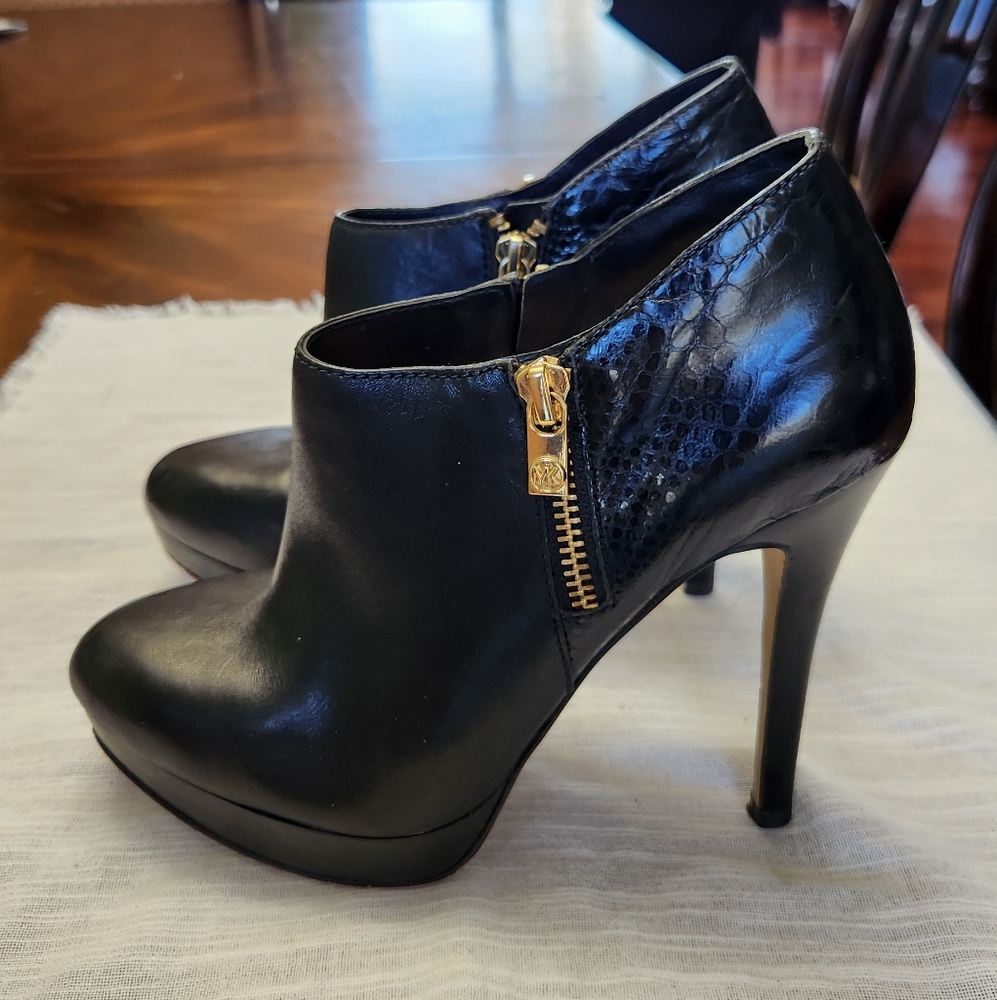 Michael Kors Python Embossed Booties Letter Black… - image 1